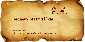 Heiman Alfréda névjegykártya